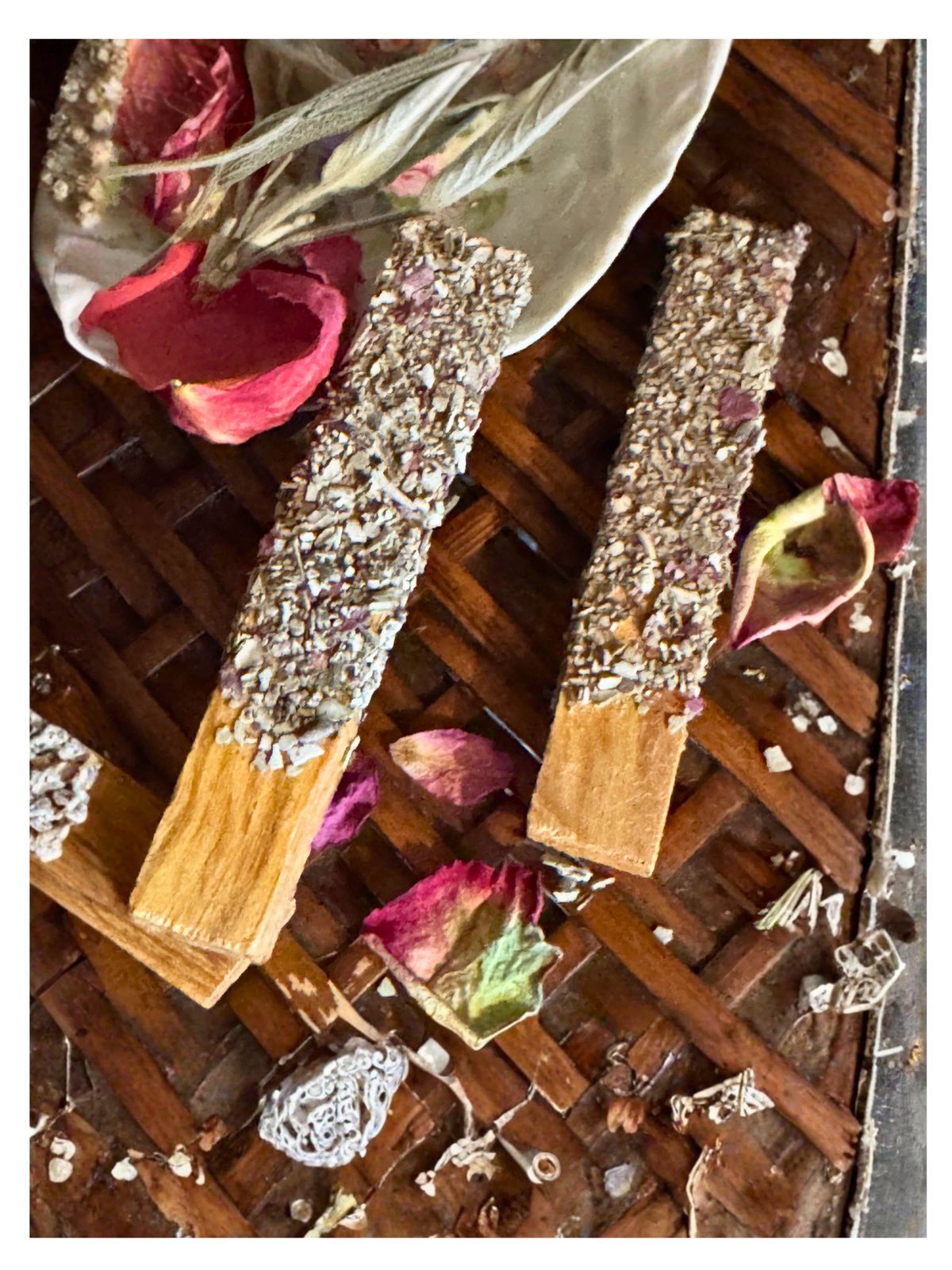 Palo Santo + Sage Burn Sticks, Hand-Fused Smoke Cleansing Ritual Set