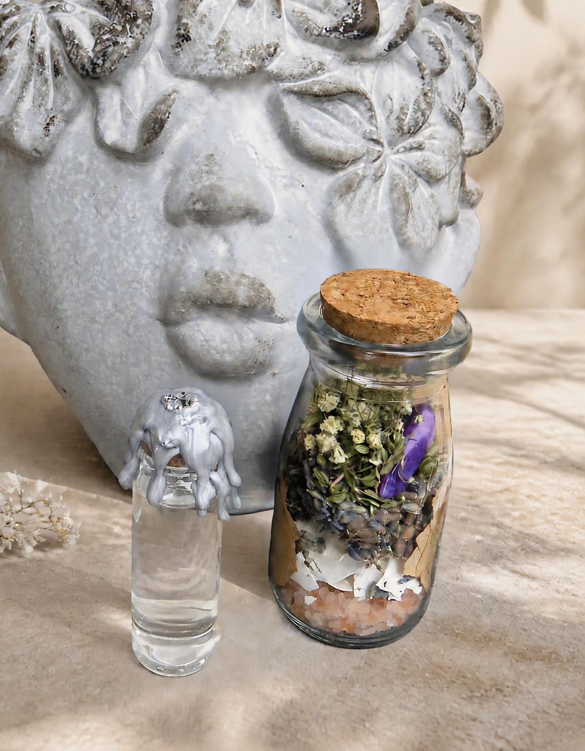 Blue Moon Protection Jar with Amethyst Point & Blue Moon Water Companion