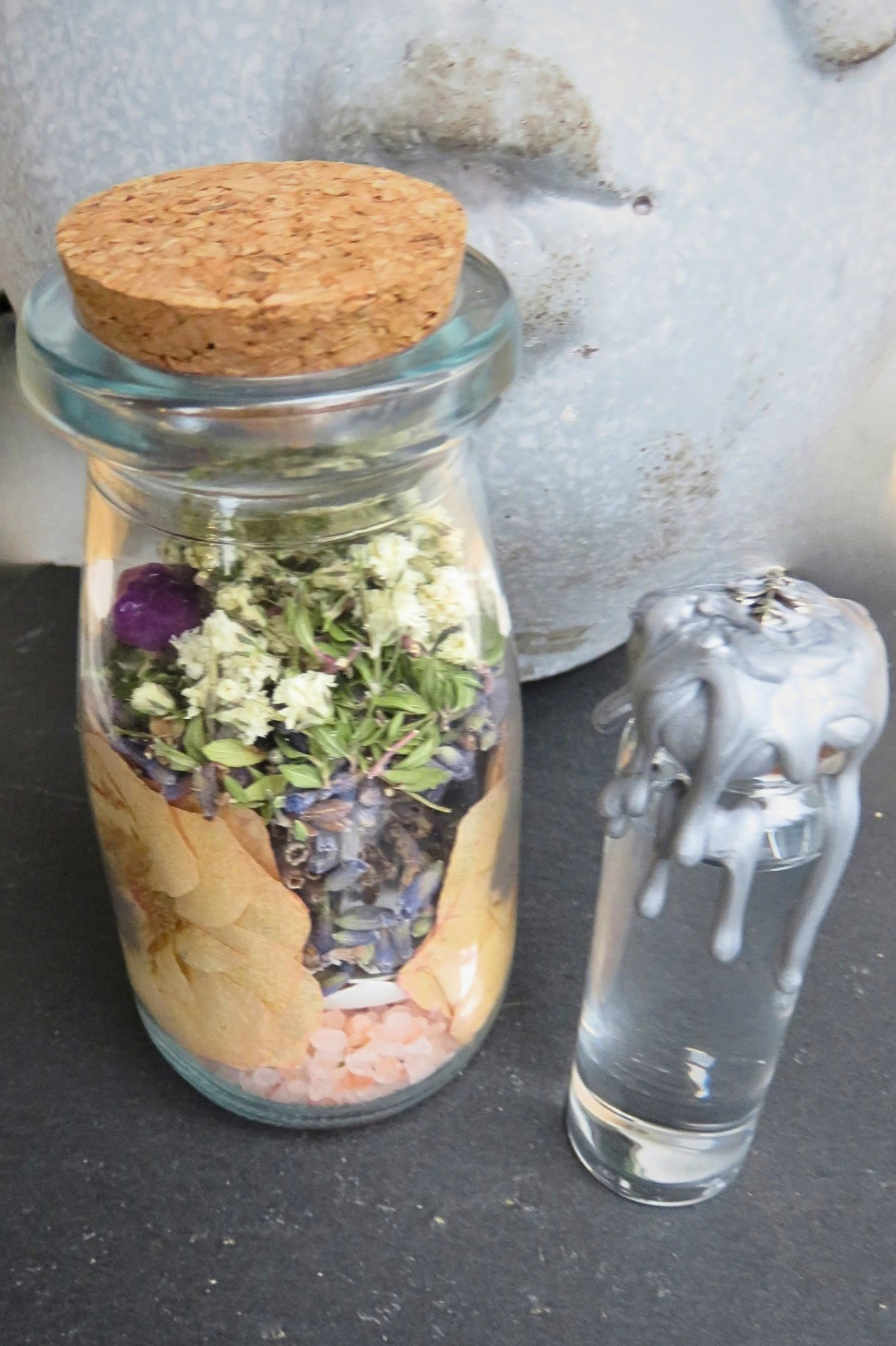 Blue Moon Protection Jar with Amethyst Point & Blue Moon Water Companion