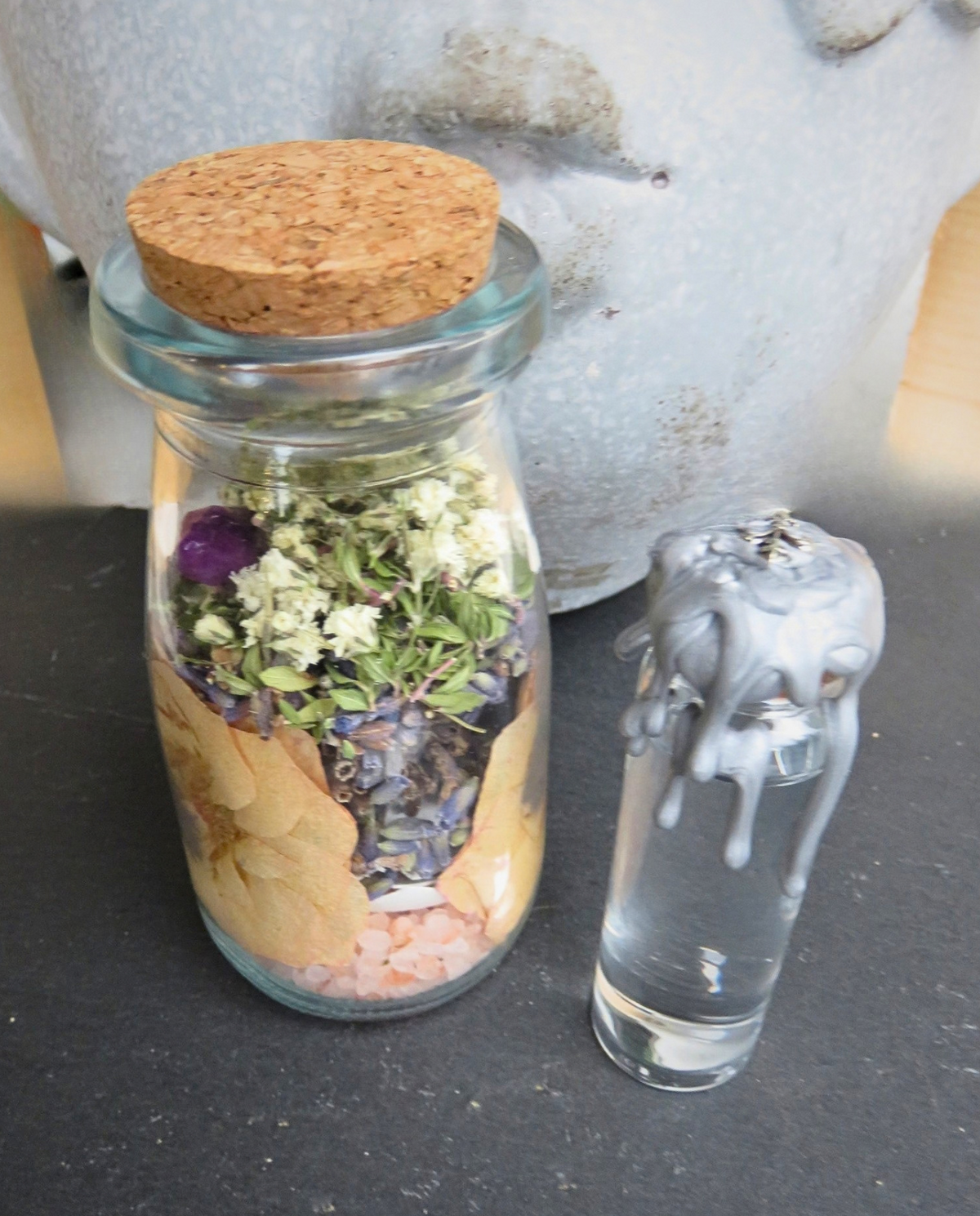 Blue Moon Protection Jar with Amethyst Point & Blue Moon Water Companion