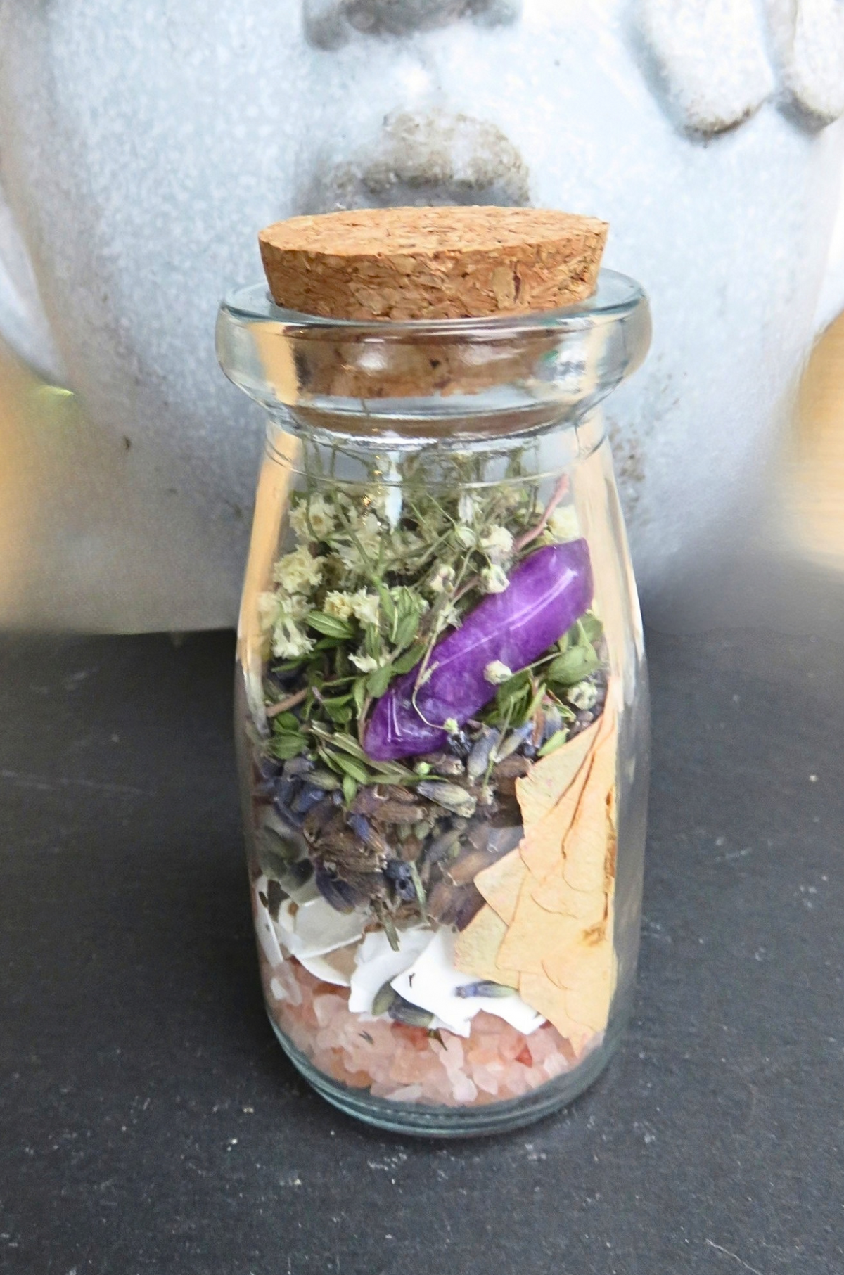 Blue Moon Protection Jar with Amethyst Point & Blue Moon Water Companion