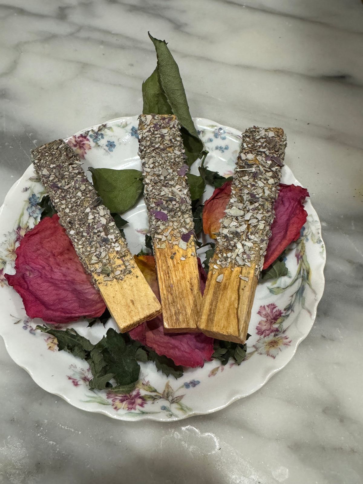 Palo Santo + Sage Burn Sticks, Hand-Fused Smoke Cleansing Ritual Set