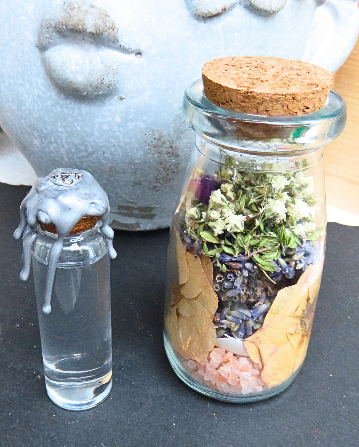 Blue Moon Protection Jar with Amethyst Point & Blue Moon Water Companion
