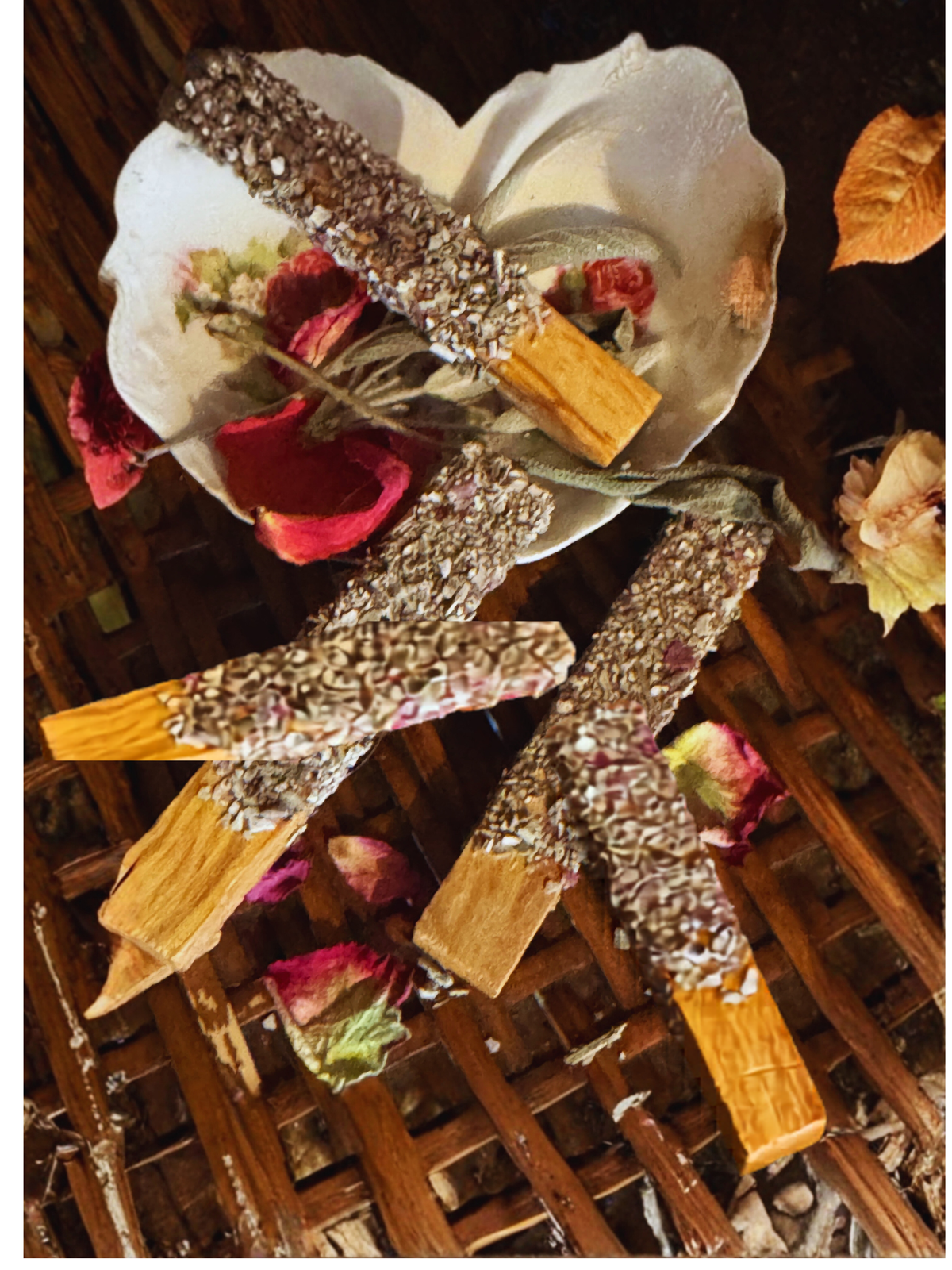 Palo Santo + Sage Burn Sticks, Hand-Fused Smoke Cleansing Ritual Set