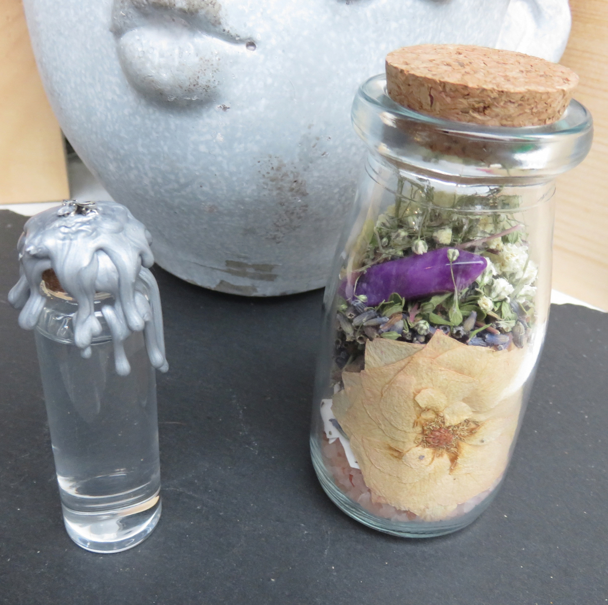 Blue Moon Protection Jar with Amethyst Point & Blue Moon Water Companion