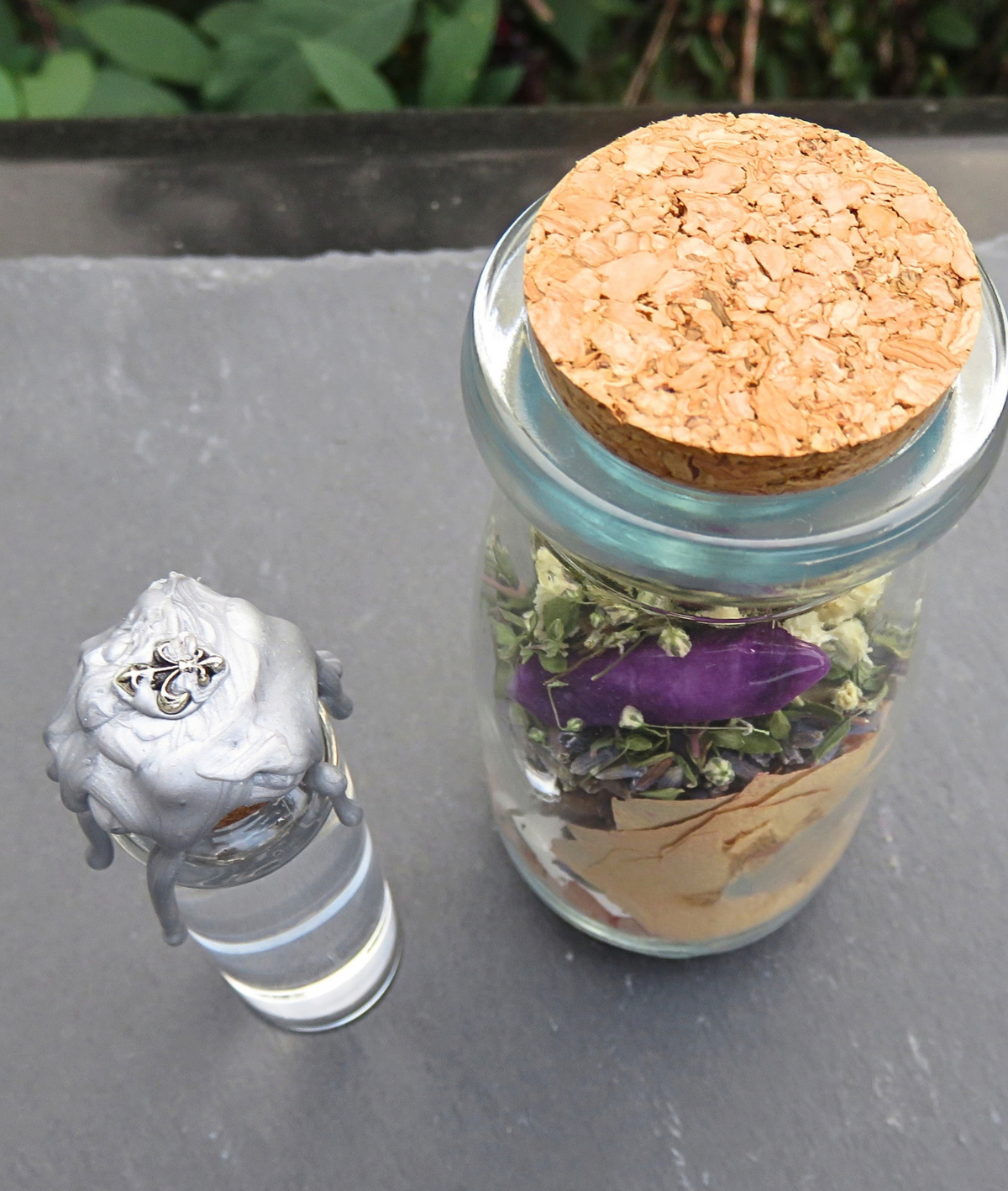 Blue Moon Protection Jar with Amethyst Point & Blue Moon Water Companion