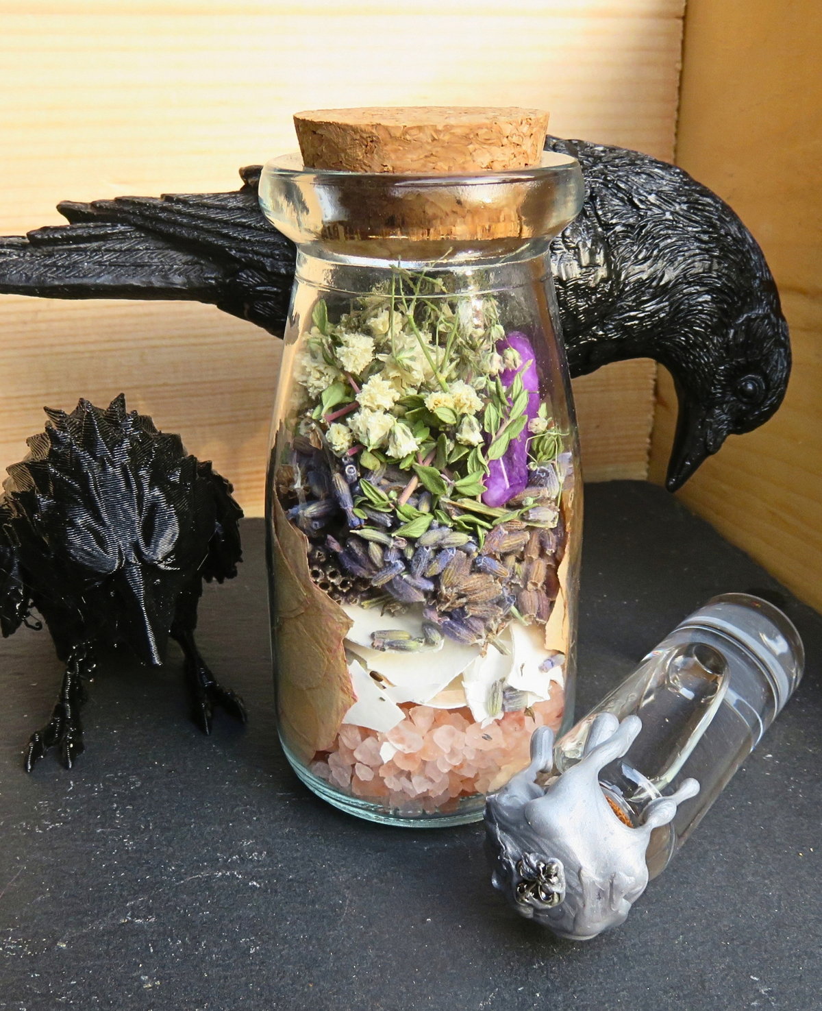 Blue Moon Protection Jar with Amethyst Point & Blue Moon Water Companion