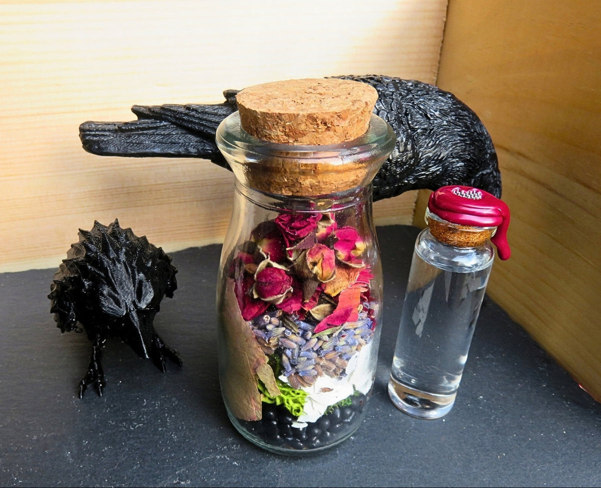 Harvest Moon Obsidian Jar for Protection & Grounding + Harvest Moon Watter Companion