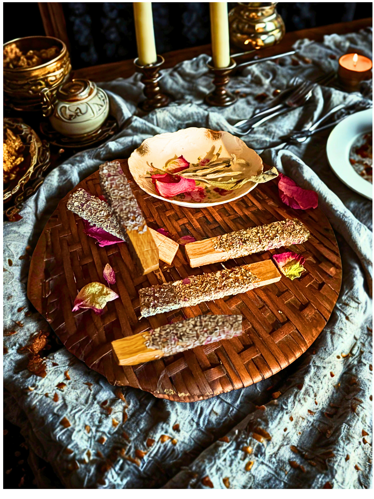 Palo Santo + Sage Burn Sticks, Hand-Fused Smoke Cleansing Ritual Set